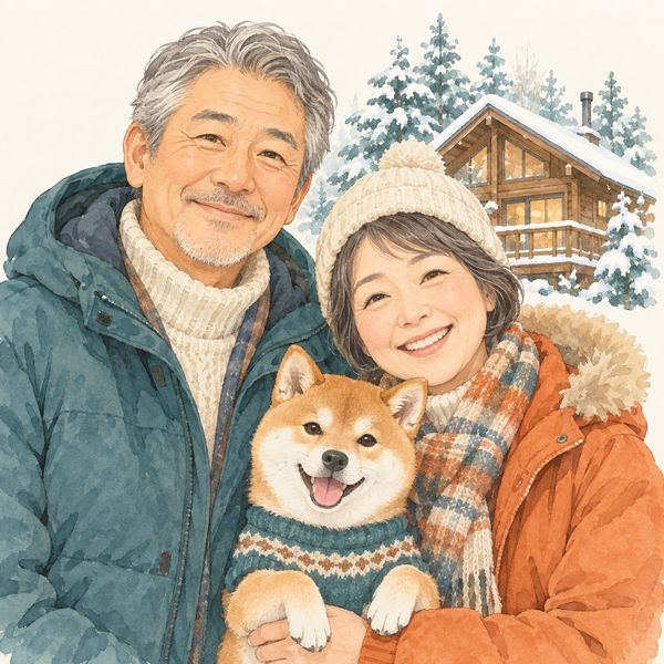 伊豆高原の別荘オーナーのイラスト（架空の人物）